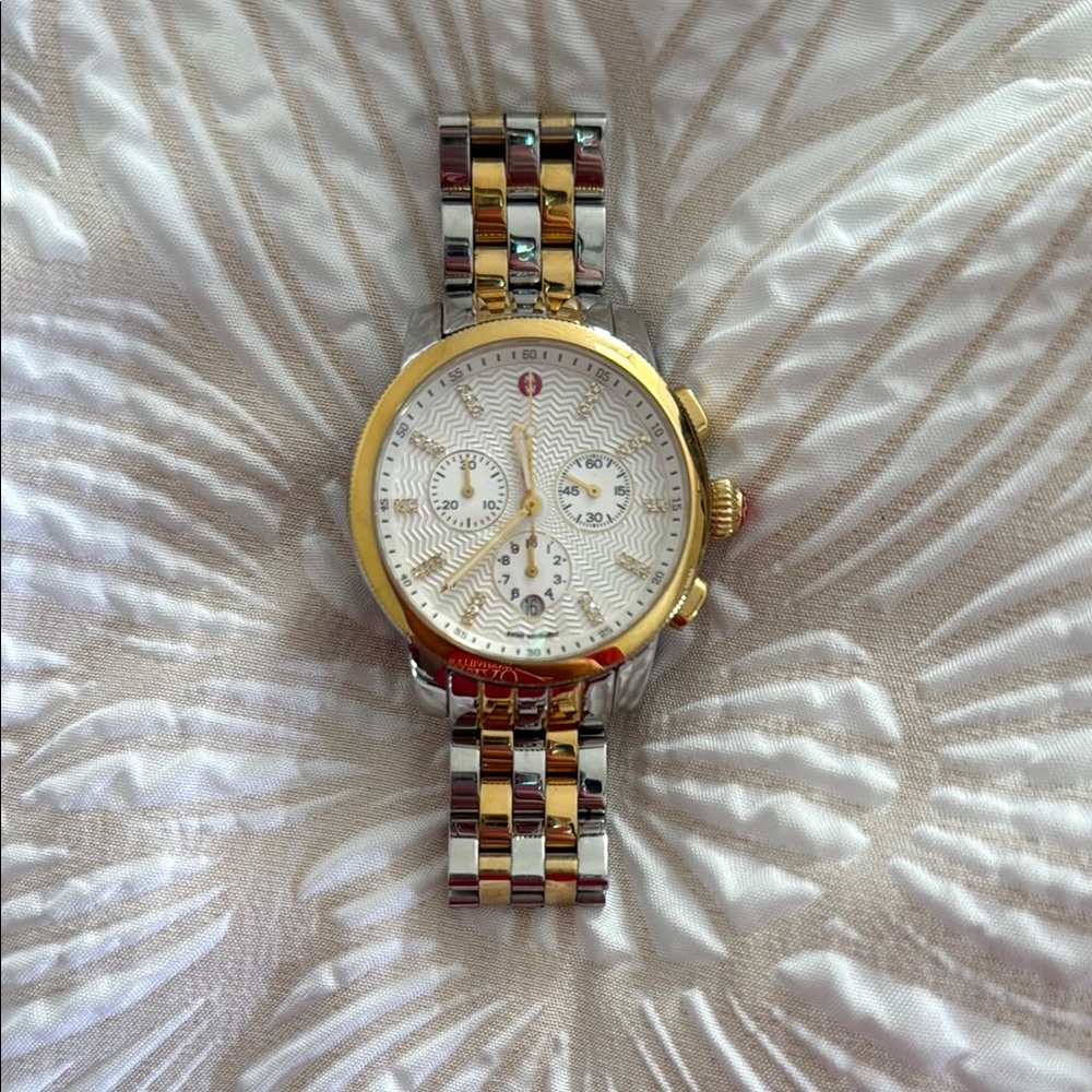 Michele Uptown Gold and Silver Chronograph Watch